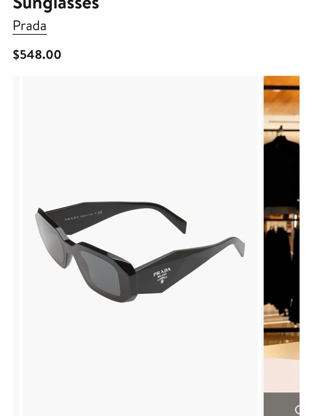 Prada Black Rectangle Sunglasses